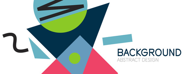 Abstract background. Blocks, lines, triangles, circles composition. Techno or business concept for wallpaper, banner, background, landing page