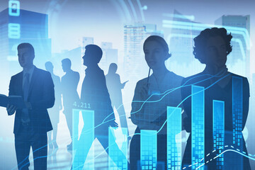 Group of business people work together discussing new strategy