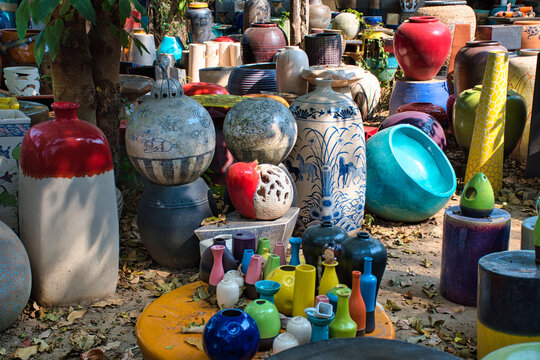 The garden of the Tao Hong Tai Ceramics Factory in Ratchaburi, Thailand