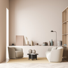 Light pink and beige small living room area
