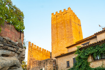 Castle of Peratallada medieval town, historic center at sunset, Girona on the Costa Brava of...