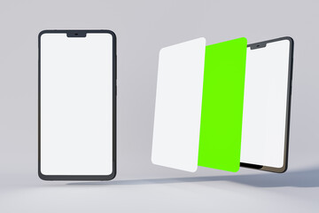 Cellphone with white screen and investor concept, perfect for showing of product and promotion - 3D rendering