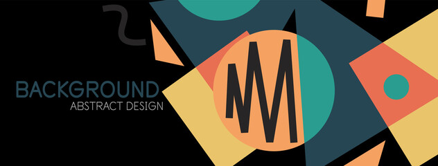 Abstract background. Blocks, lines, triangles, circles composition. Techno or business concept for wallpaper, banner, background, landing page