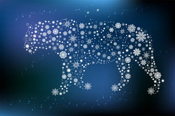 new year water tiger made of snowflakes