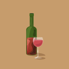 wine bottle and glass