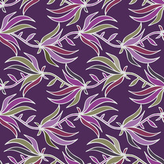 Fototapeta na wymiar Vector seamless colorful design pattern botanical cute spring flowers in vertical lines