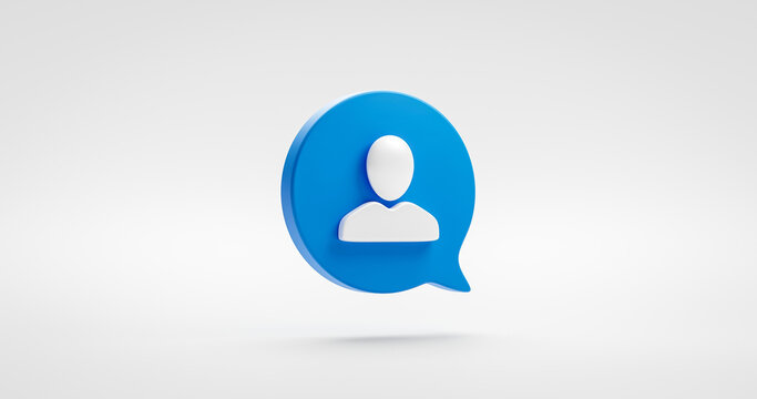 Blue website user icon symbol or social illustration avatar sign and business communication person design on profile interface background with modern technology human element concept. 3D rendering.