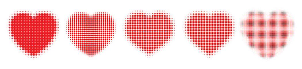 Heart shape halftone dots set vector - 453572333