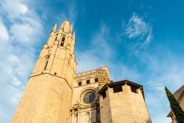 Fototapeta na wymiar Girona medieval city, Basilica of San Felix, Costa Brava of Catalonia in the Mediterranean. Spain