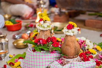 Religious rituals, traditional Hindu wedding , South India	