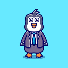 cute businessman boss penguin cartoon illustration