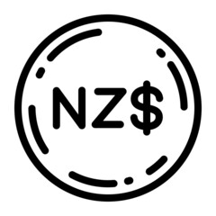 ニュージーランド・ドル　硬貨　アイコン　ベクターイラスト