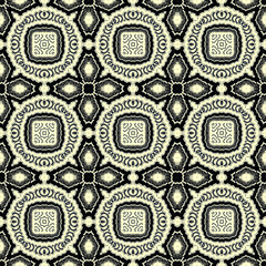 Abstract geometric mosaic seamless pattern. Kaleidoscopic background for trendy textiles. Design for fabric, wallpaper, paper, cover, weaving, packaging, tiles, ceramics.