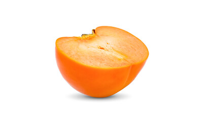 Naklejka na ściany i meble fresh ripe persimmons with leaf isolated on white background.