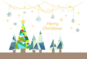 クリスマスのツリーと星空のイラスト