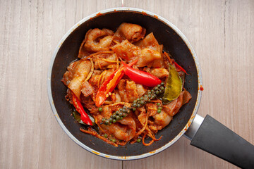 Thai food, Stir Fried Spicy Pork Belly