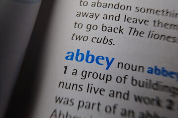 Obraz premium ABBEY words in the dictionary.