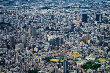 Fototapeta na wymiar 上空から見た大阪の町並み