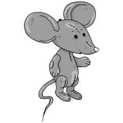 Mouse icon. Vector illustration of a toy mouse. Hand drawn mouse, rat a symbol of the chinese new year.