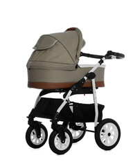 Baby carriage. Modern pram isolated on white