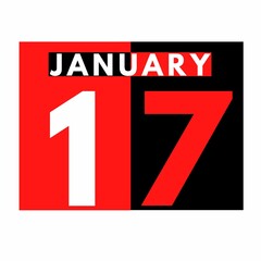 January 17 . Flat daily calendar icon .date ,day, month .calendar for the month of January