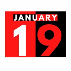 January 19 . Flat daily calendar icon .date ,day, month .calendar for the month of January