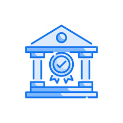 Accredited vector blue colour icon style illustration. EPS 10 file