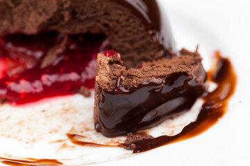 chocolate cake with raspberry jam filling