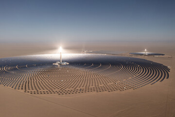 Photovoltaic power generation, solar Thermal Power Station in Dunhuang, China.