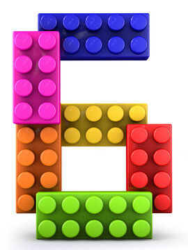 Number 6 made of colorful Bricks bricks. 3d letter. 3d illustration. Stock  イラスト | Adobe Stock