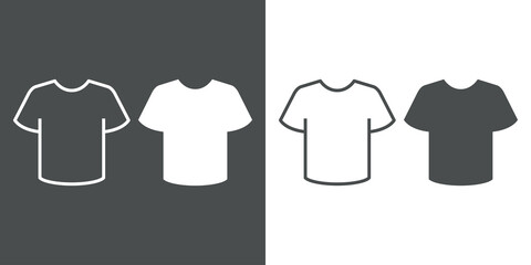 Logotipo con grupo de siluetas de camiseta con relleno y lineas en fondo gris y fondo banco © teracreonte