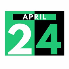 April 24 . Flat daily calendar icon .date ,day, month .calendar for the month of April