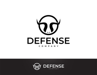 Simple black bull horn logo design