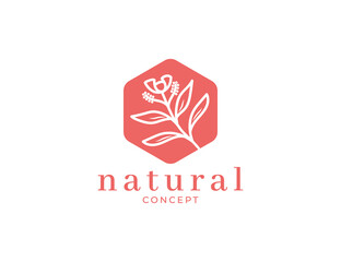 Beauty flower logo design with vintage style