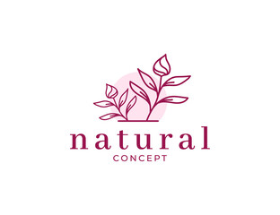 Natural vintage flower logo design template