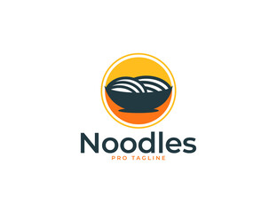 Noodles with bowl logo illustration template