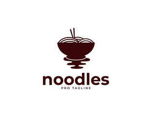 Noodles with bowl silhouette logo design