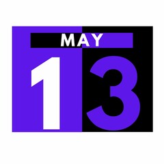 May 13 . Modern daily calendar icon .date ,day, month .calendar for the month of May