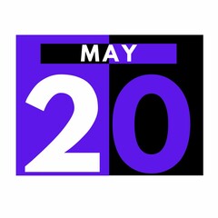 May 20 . Modern daily calendar icon .date ,day, month .calendar for the month of May