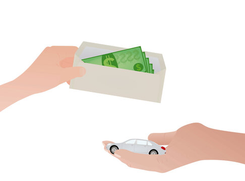 Dollars and car exchange. vector illustration