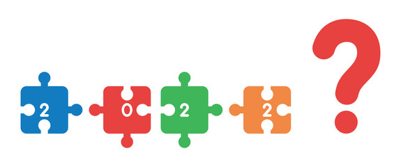 Naklejka premium New year 2022 vector concept, incompatible puzzle pieces, failure in 2022