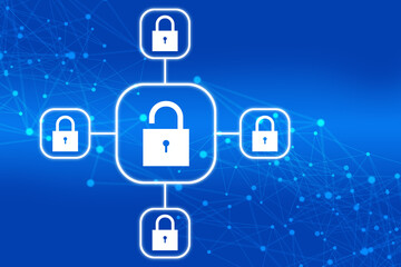2d illustration Safety concept: Closed Padlock on digital background

