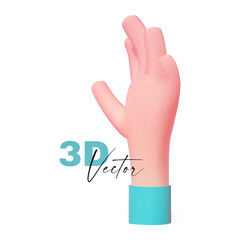 3d hello hand gesture. Realistic render. Cartoon design.