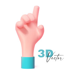 Obraz premium 3d touching hand gesture. Realistic render. Cartoon design.