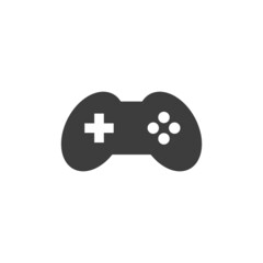 Joystick, game controller black icon. Console, video game vector symbol.