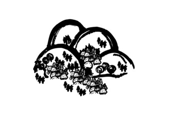 山と集落  © mamio