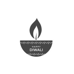 Diwali oil lamp or candle icon design. Vector
