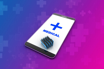 3d illustration hospital folder with mobile
 