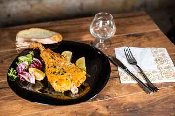 monkfish au gratin dish with composition