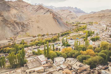Fototapeta na wymiar Leh city is a town in the Leh district of the Indian state of Jammu and Kashmir. It was the capital of the Himalayan kingdom of Ladakh. 